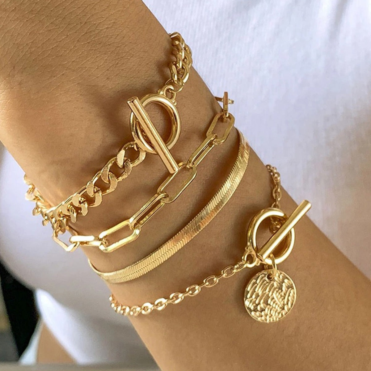 Fashion Metal Alloy Snake Chain Buckle Simple Bracelet