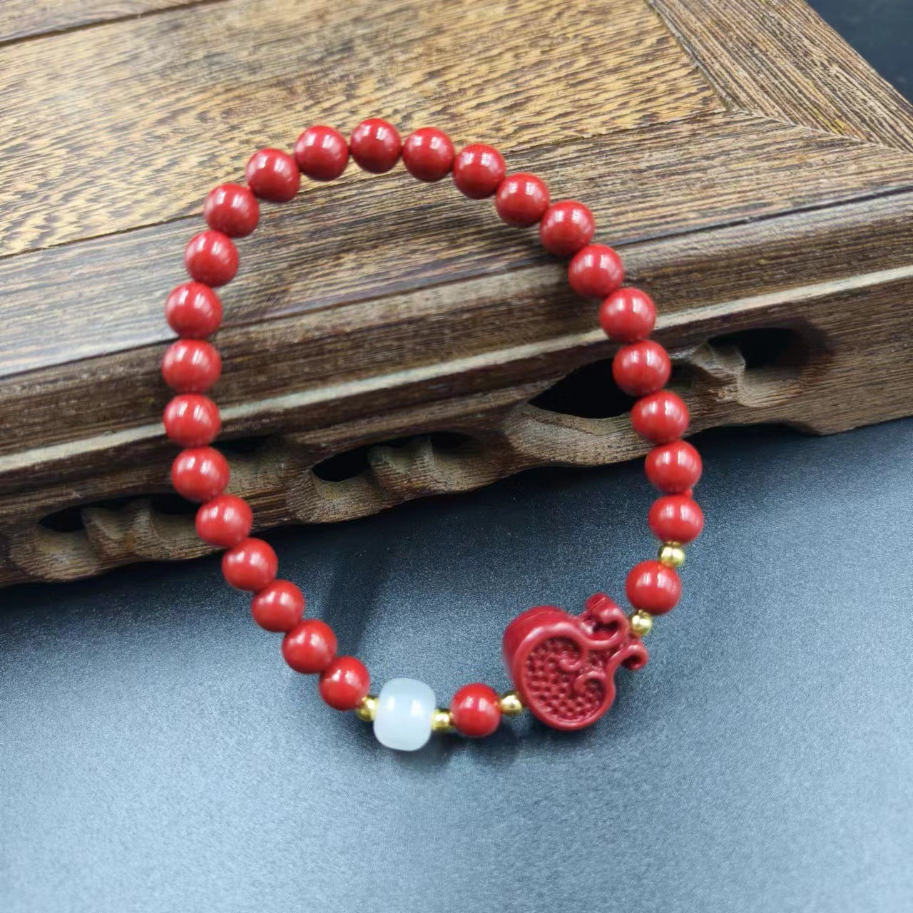 Women's & Men's Cinnabar Purple Gold Sand Single Circle Simple Buddha Beads Light Bracelet