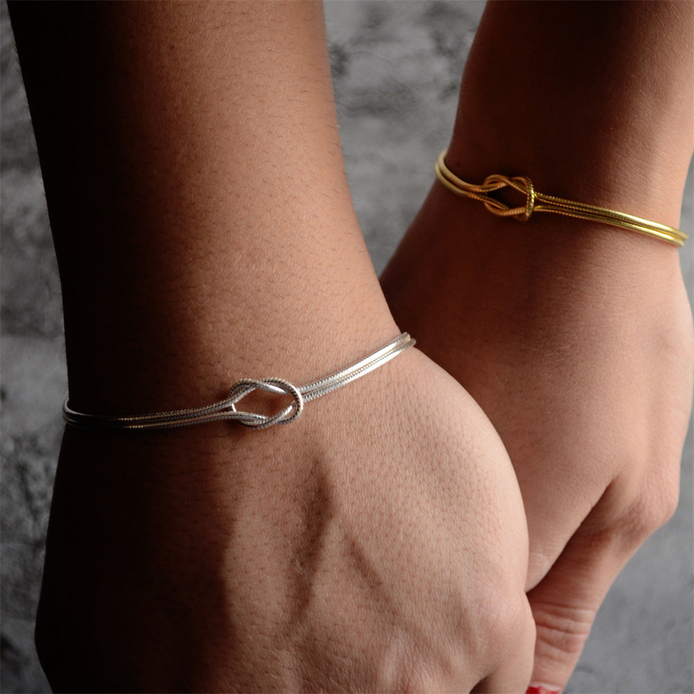 Women's Steel Valentine's Day Knot Snake Chain Bracelets