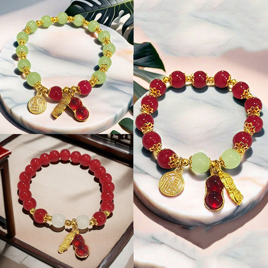 Women's Chinese Style Blessing Card Peanut Design High-grade Temperament Girlfriends Bracelets