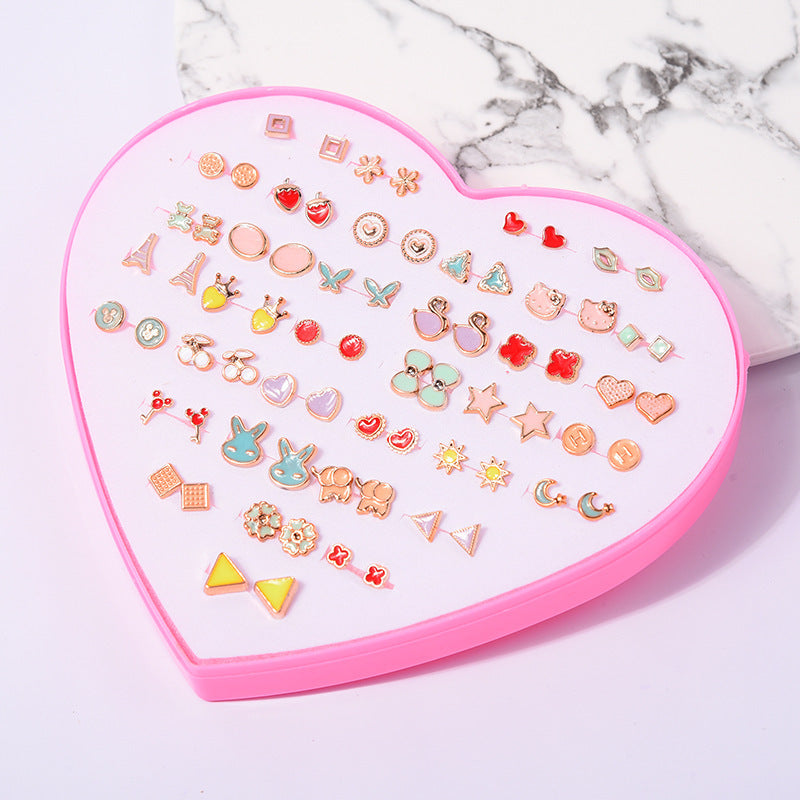 Women's Flower Love Heart Not Allergic To Stud Earrings