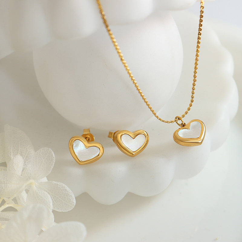 Heart Shell Gentle Little Fairy Three Pieces Chinese Necklaces