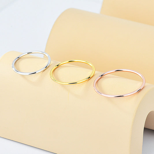 Women's Sier Simple Glossy Lines Minimalist Thin Rings