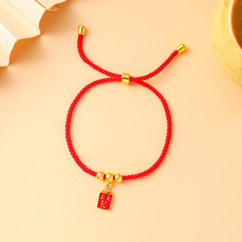 Children's Colorful Braided Rope Wrist String Safe Red Bracelet