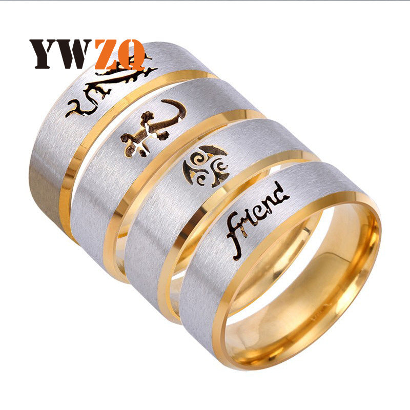 Steel Titanium Inner Arc Bevel Hollow Rings