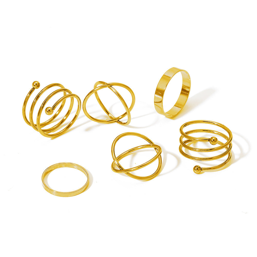 Knuckle Creative Simple Twin Spiral Set Rings