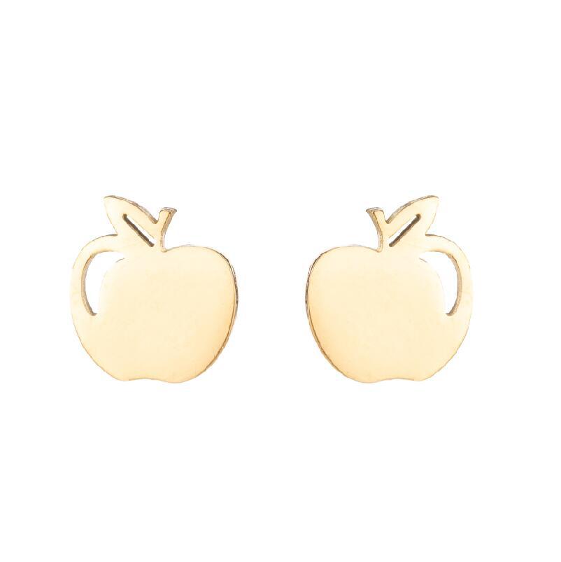 Summer Fruit Ear Fashion Stainless Steel Simple Cherry Apple Strawberry Stud Earrings