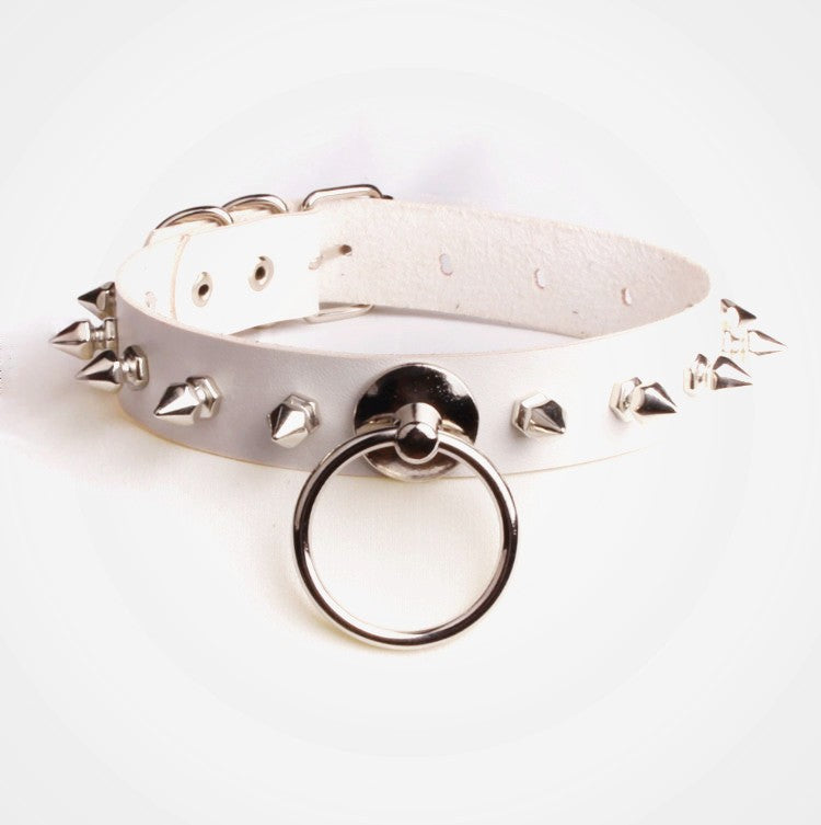 Personalized Spike Rivet O-shaped Leather Nightclub Collar