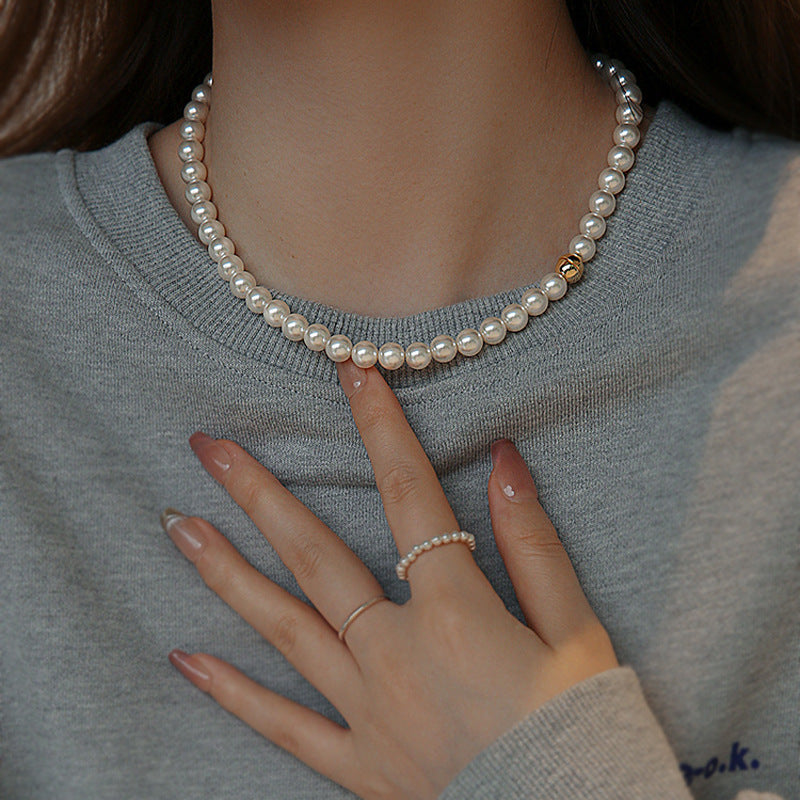 Women's Buckle Pearl Versatile High-grade Niche Beaded Necklaces