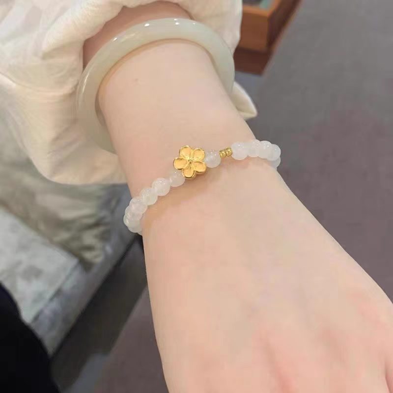 Pearl Lucky Beads Lotus Seedpod Peach Blossom Blessing Card Bracelet