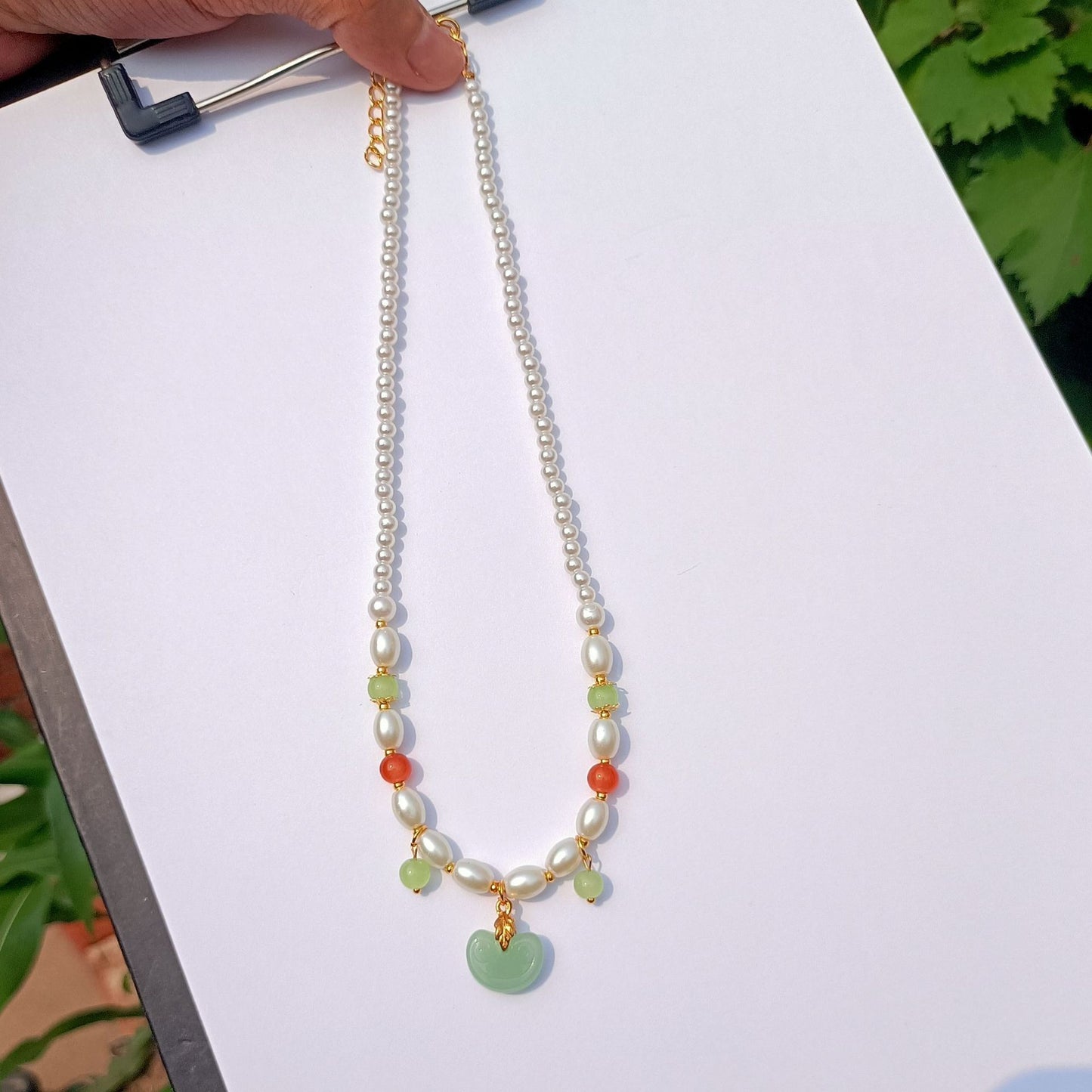 Women's Style Pearl Of Precious Stones Colored Glaze Tang Song Necklace