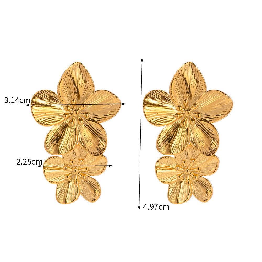 Exaggerated Double Flower Retro Premium Big Earrings