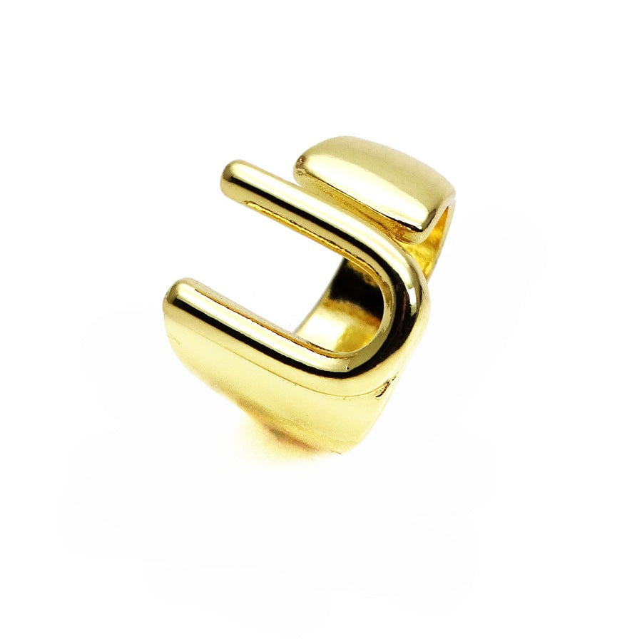 Letters Open Adjustable Plated Light Gold Rings