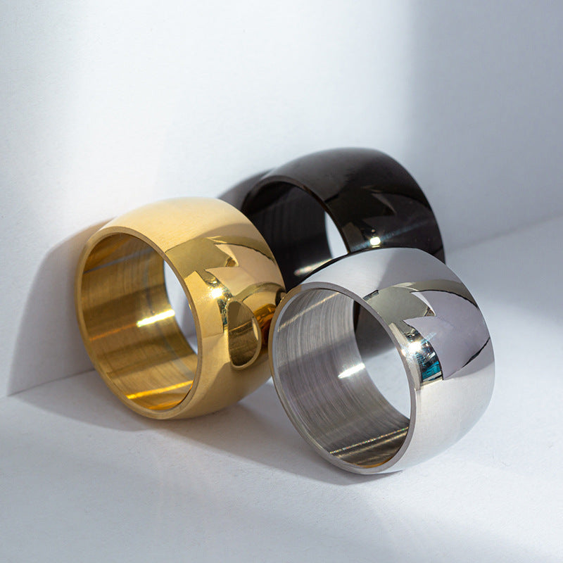 Men's Hip Hop Punk Ornament Wide Glossy Rings