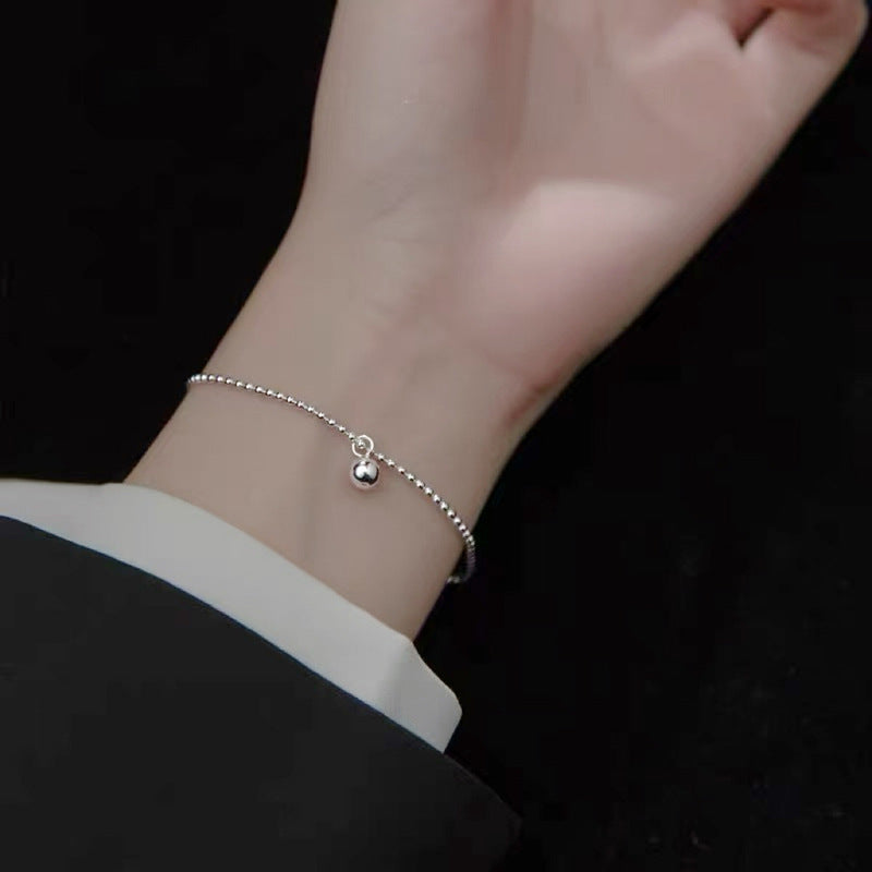 Women's Exquisite Sterling Sier Snake Bones Chain Ball Stitching Asymmetric Light Bracelet