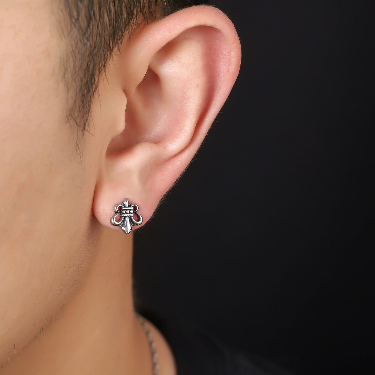 Women's & Men's Titanium Steel No Fading Cruciate Flower Niche Stud Earrings