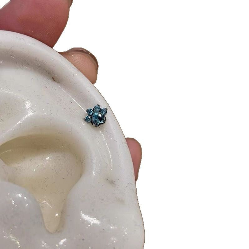 Exquisite Small Blue Ear Sweet Cool Fashion Niche Style Flash Stud Earrings