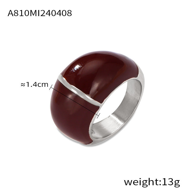 Design Titanium Steel Ornament Red Black Rings