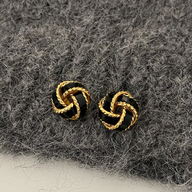 Women's Elegant Color Drip Glazed Twist Light Stud Earrings
