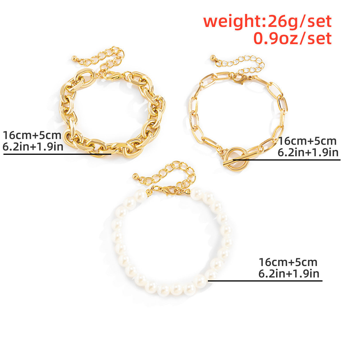 Baroque Imitation Pearl Beaded Vintage Elegant Metal Chain Bracelet