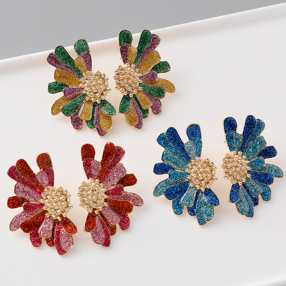 Female Design Sense Niche Shaped Flower Irish Earrings