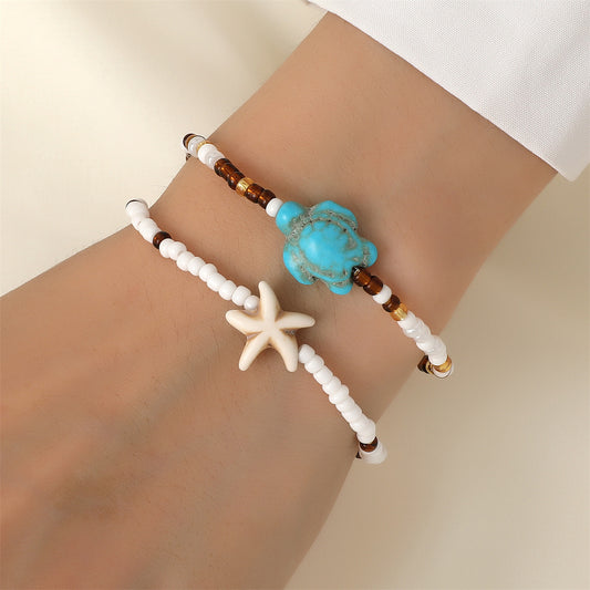 Style Irregular Turquoise Starfish Beads Niche Bracelets