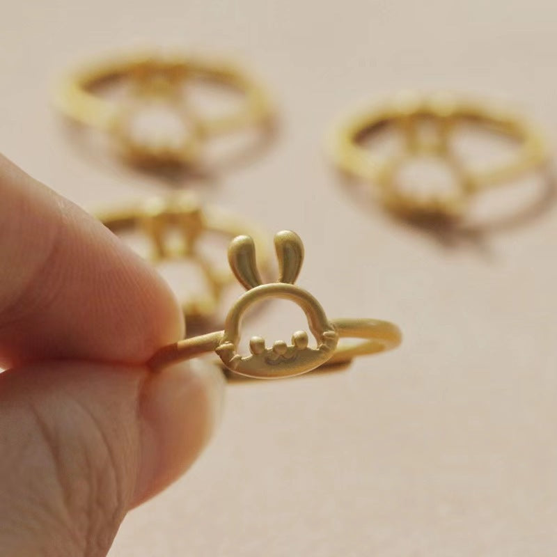Gold Lucky Four-leaf Clover Opening Adjustable Rings