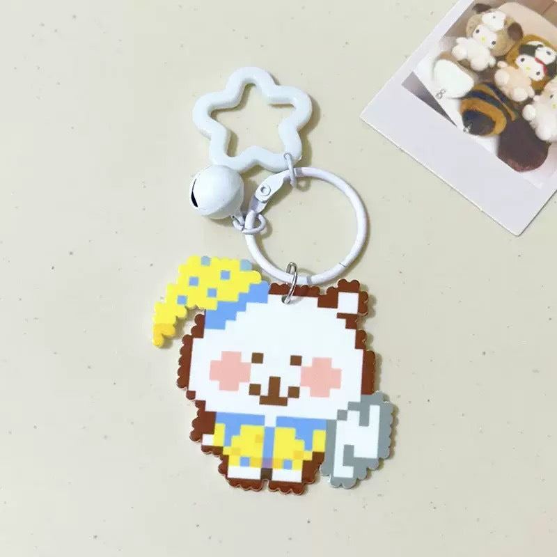 Pixel Cartoon Key Button Schoolbag Cute Acrylic Hang Decorations Hanging Ornaments