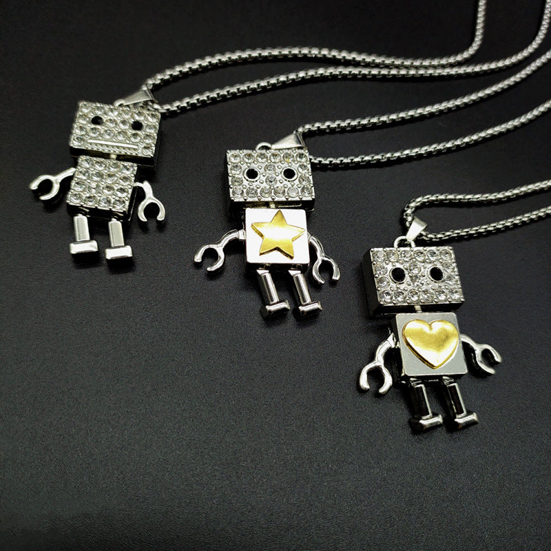 Women's Diamond Robot Stainless Steel High-grade Hip Hop Niche Sweater Necklace