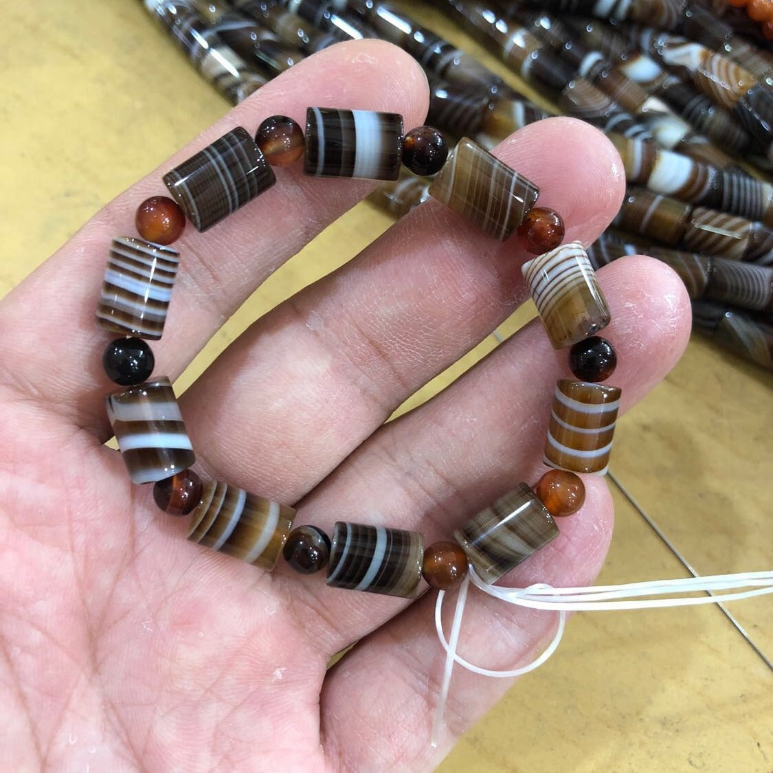 Red Agate Straight Stick Coffee Line Dream Bracelet