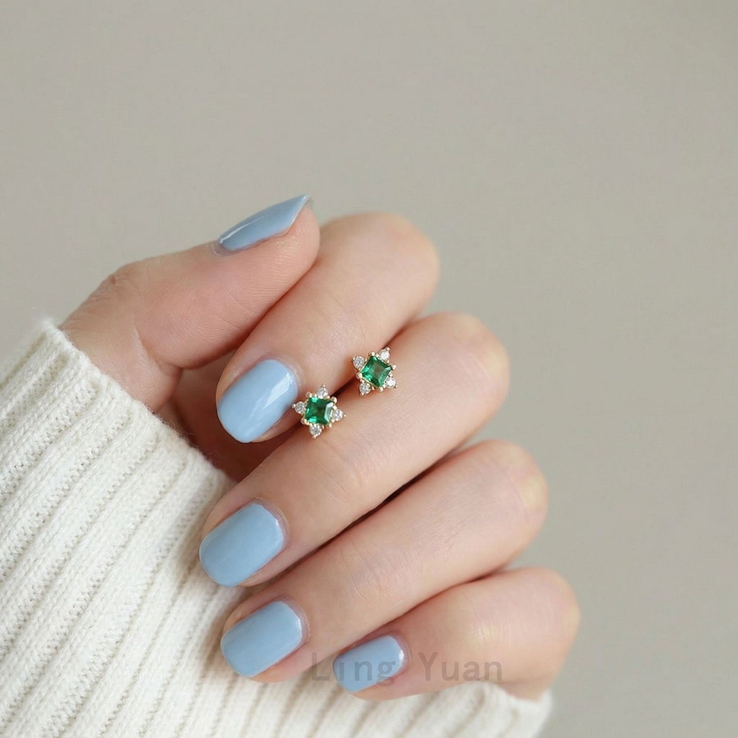 Emerald Zircon Affordable Luxury Fashion Ear Bone Chinese Stud Earrings
