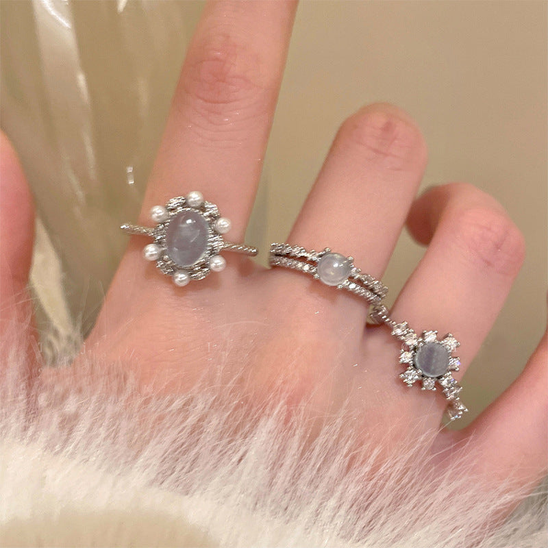 Zircon Female Open Light Luxury High Sense Niche Ring