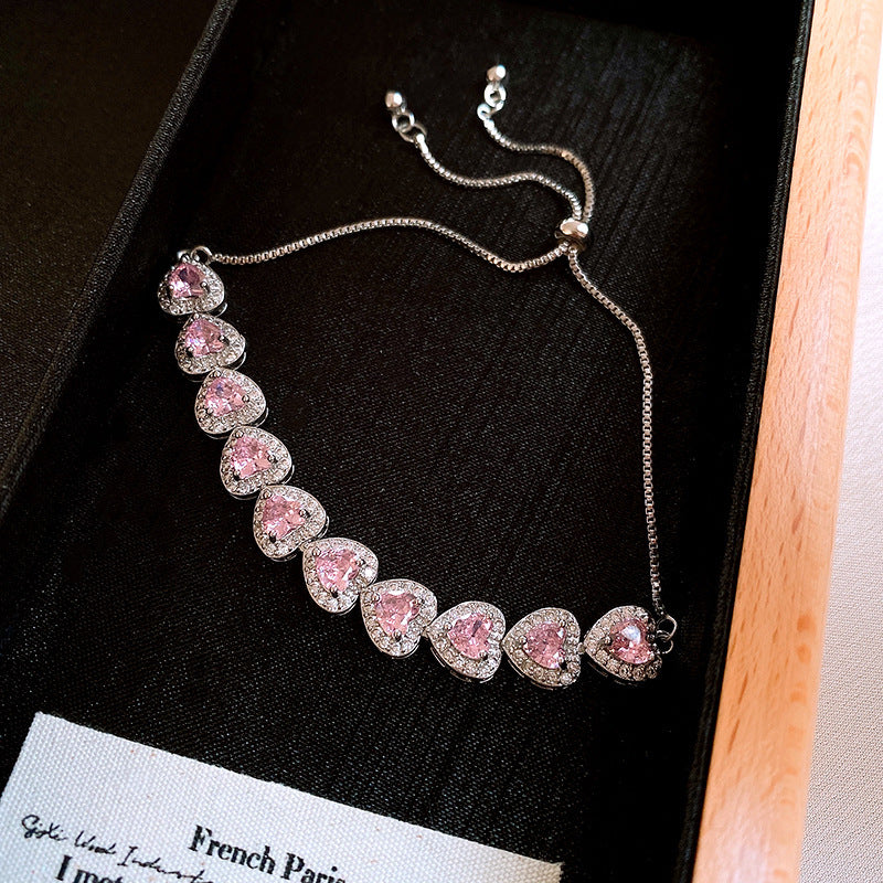 Pink Zircon Geometric Round Pull-out Retro Minority Elegant Bracelets