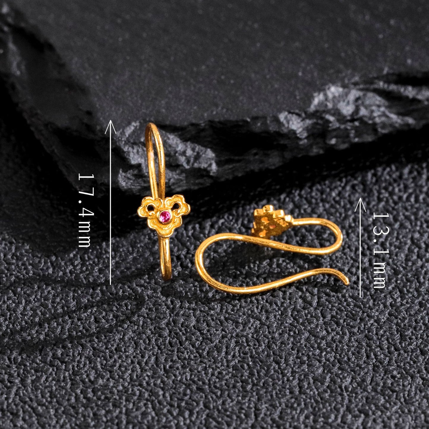Inlaid Auspicious Cloud Ear Hook Chinese Style Earrings