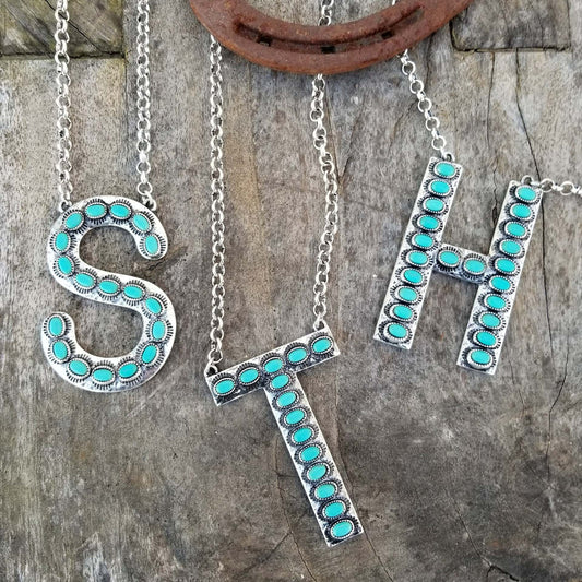 Bohemian Alphabet Letter Retro Style Inlaid Jewelry Set