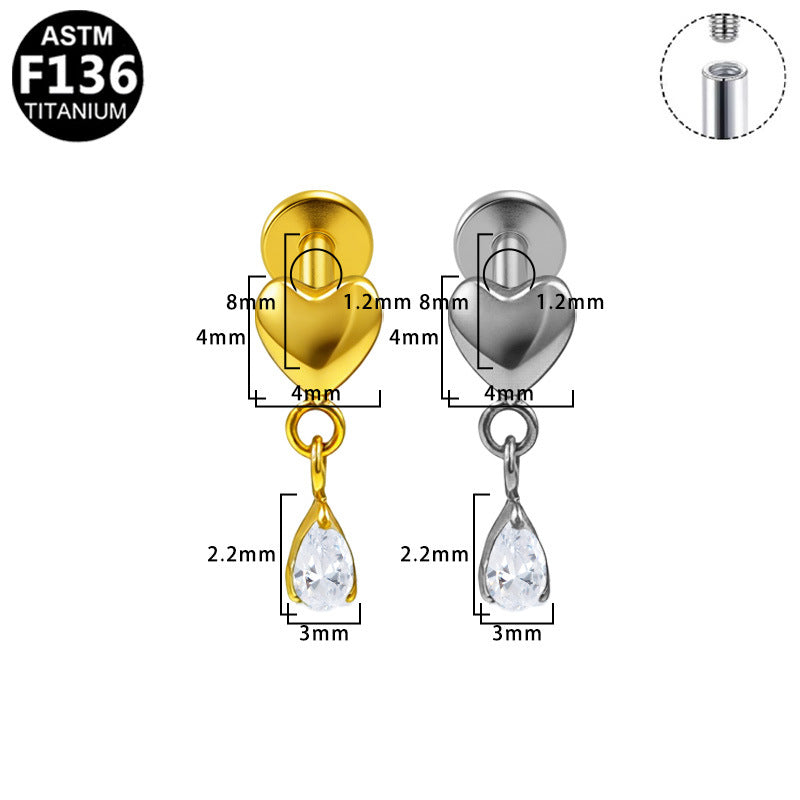 Alloy Internal Thread Piercing Five-star Water Drop Ear Stud Earrings