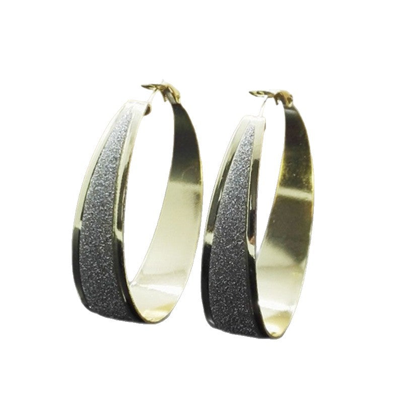 Popular Circle Frosted Trendy Rock Nightclub Earrings
