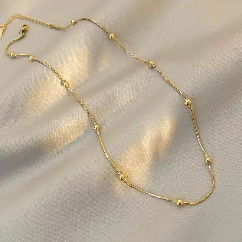 Chain Spacer Beads Golden Bean Choker Necklaces