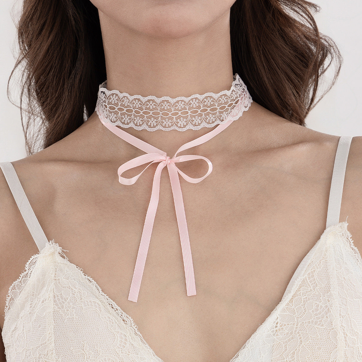 Women's Dark Style Love Clavicle Chain Personality Pink Bow Necklaces