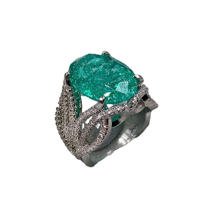 Fashion Classic Retro Flower Colored Gems Imitation Ring