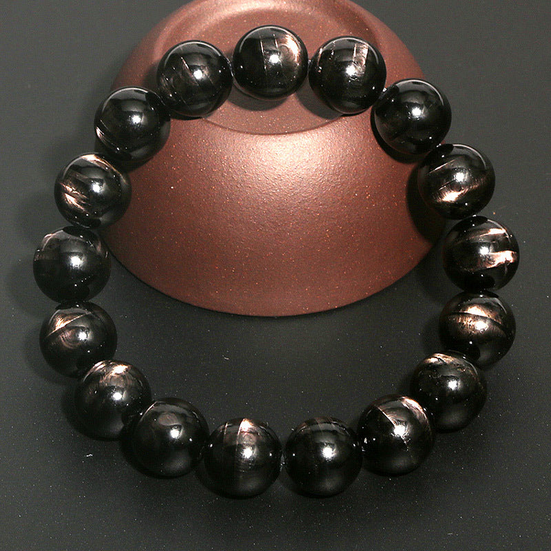 Women's & Men's Natural Gold Lucky Stone Cat's Eye Sier String Round Bracelets