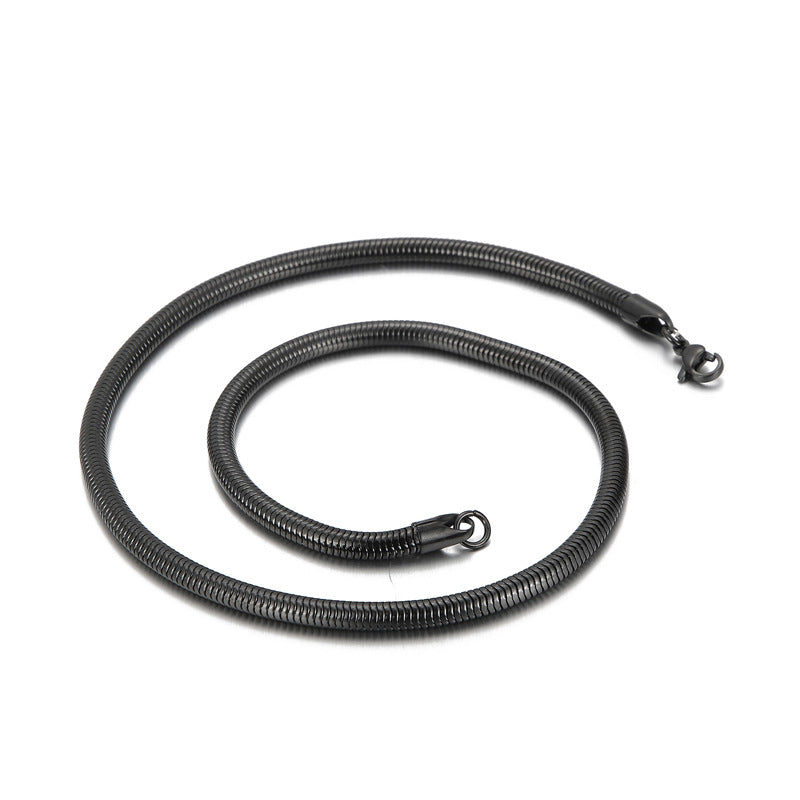 Men's Hip Hop Round Snake Bones Chain Titanium Necklaces