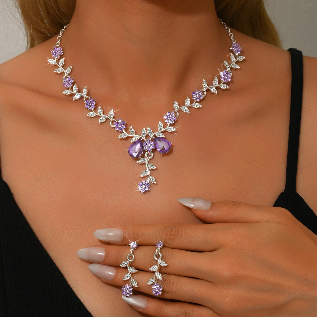 French Style Fresh Sweet Flower Affordable Luxury Fashion Exquisite Dress Jewelry Set