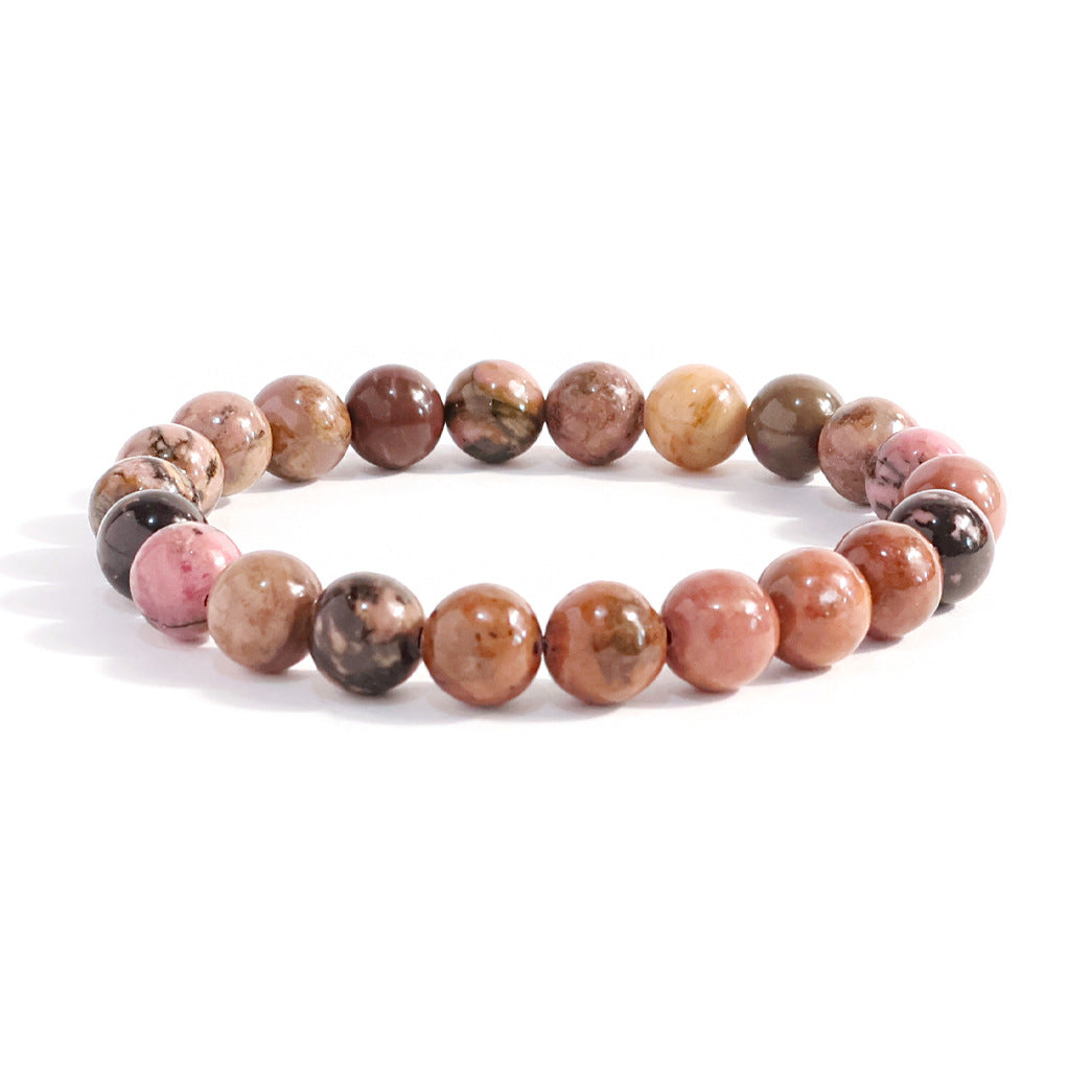 Natural Stone Beaded Stretch Agate Round Beads Turquoise Pink Bracelet