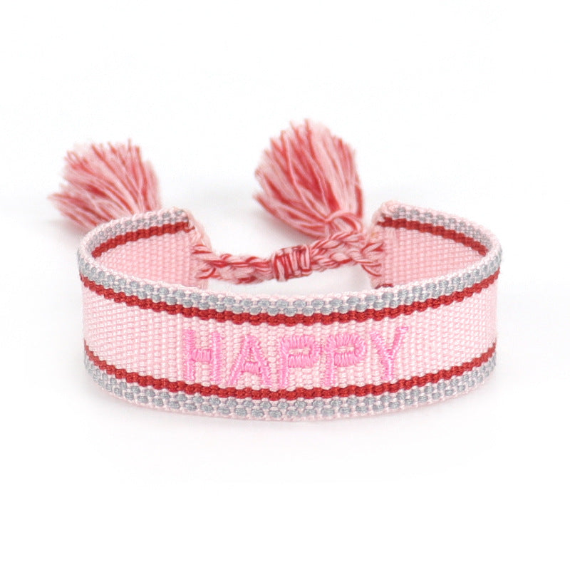 Women's Letter Carrying Strap Hand-woven Tassel Can Bracelets