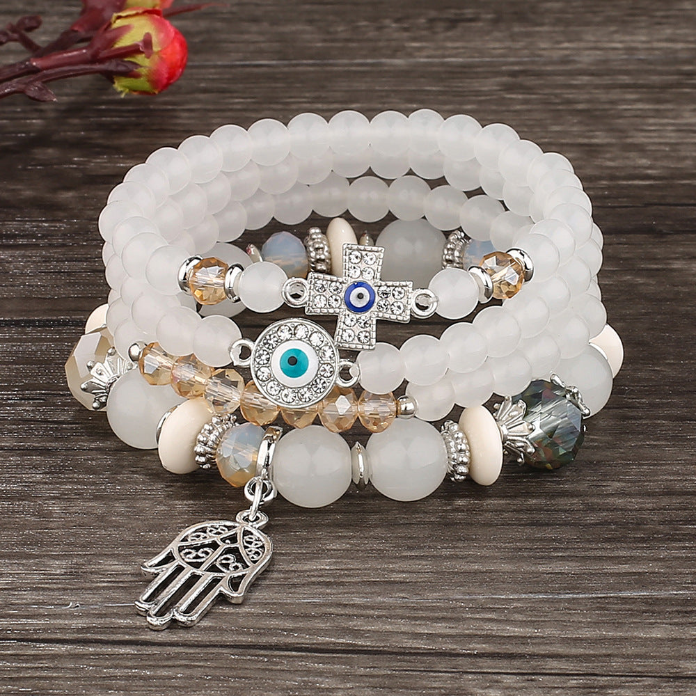 Cross Eye Palm Beads String Fashion Bracelets