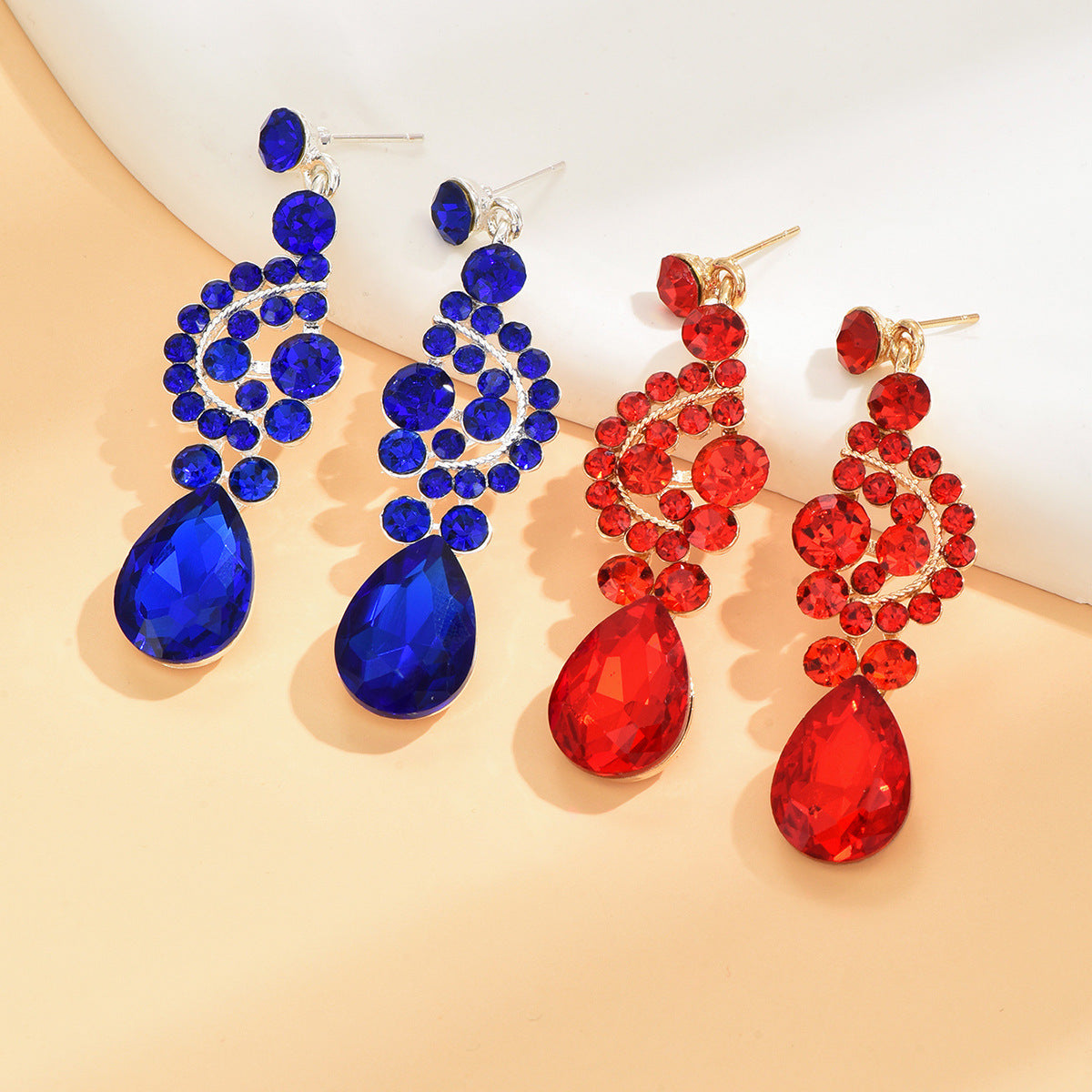 Fashion Alloy Sapphire Gemstone Bridal Wedding Jewelry Set