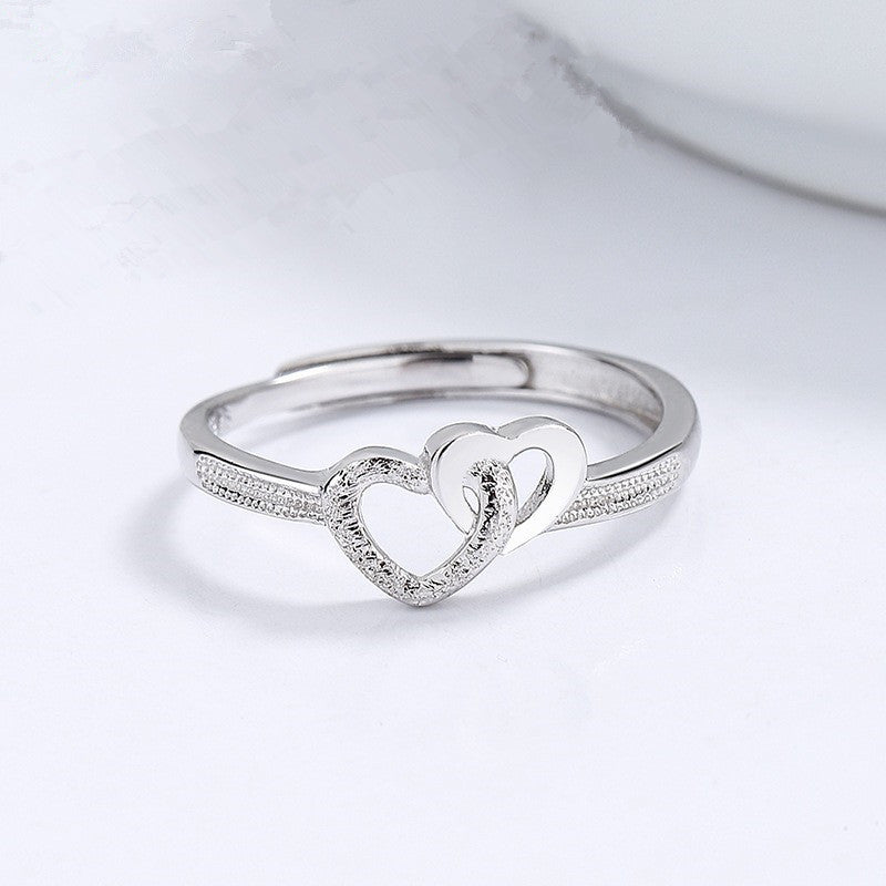 Design Simple Three-dimensional Double Loving Heart Rings