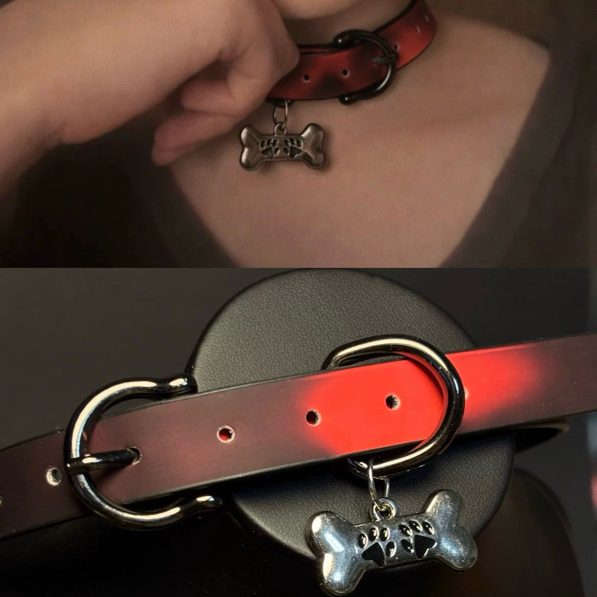 Warm Change Red Buckle Sweet Cool Hot Style Dog Bone Collar