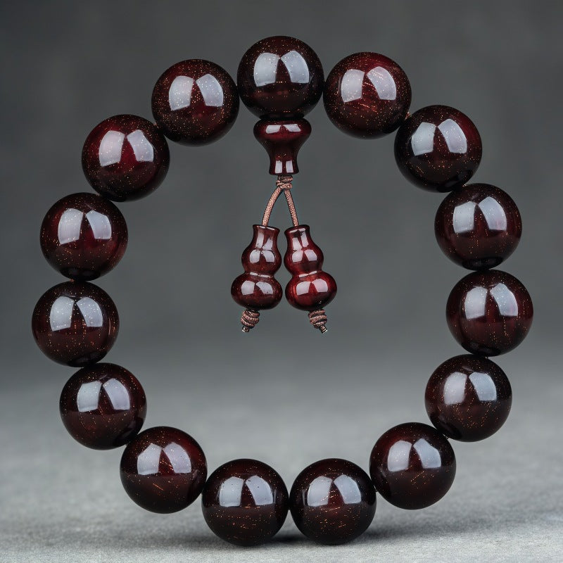 Women's & Men's Lobular Rosewood Old Materials Golden Spots Beads Bracelet